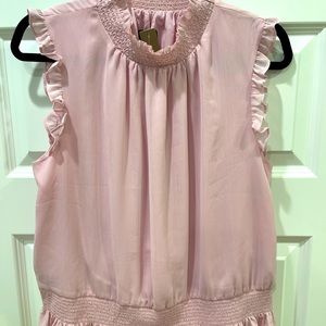 NWT Sleeveless mockneck smocked top
